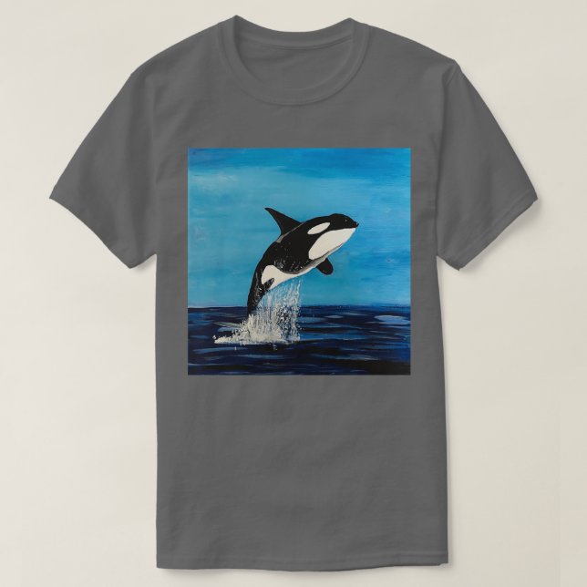 T-shirt Baleine tueuse ou Orca en acrylique sur toile (Design devant)