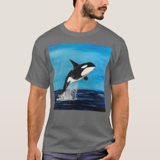 T-shirt Baleine tueuse ou Orca en acrylique sur toile