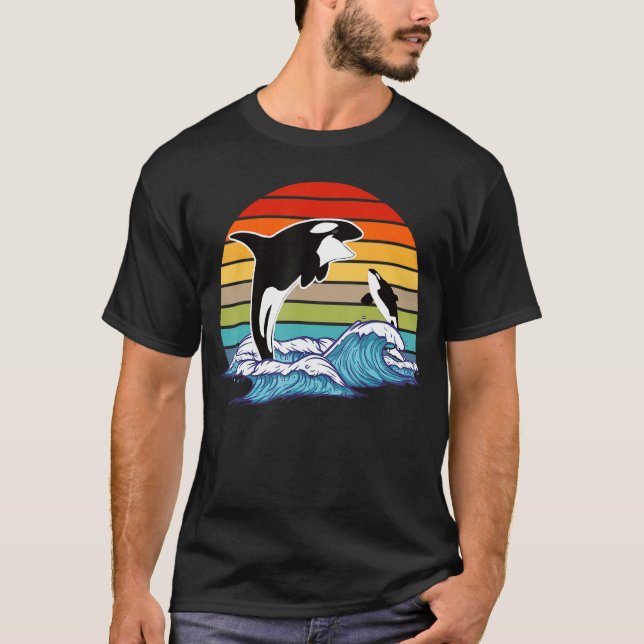 T-shirt Baleine tueuse Retro Orca (Devant)