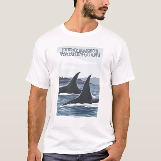 T-shirt Baleines #1 - port de vendredi, Washington d'orque (Devant)