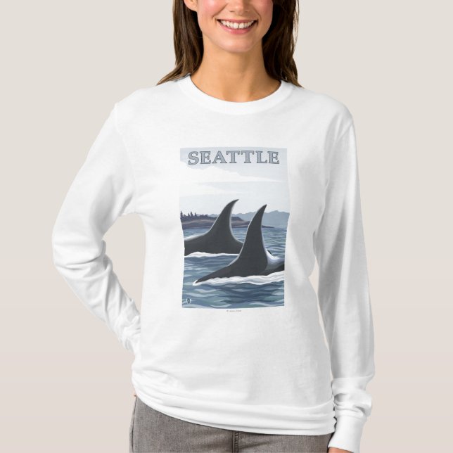T-shirt Baleines #1 - Seattle, Washington d'orque (Devant)