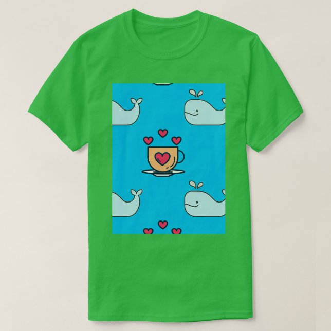 T-shirt Baleines et café (Design devant)