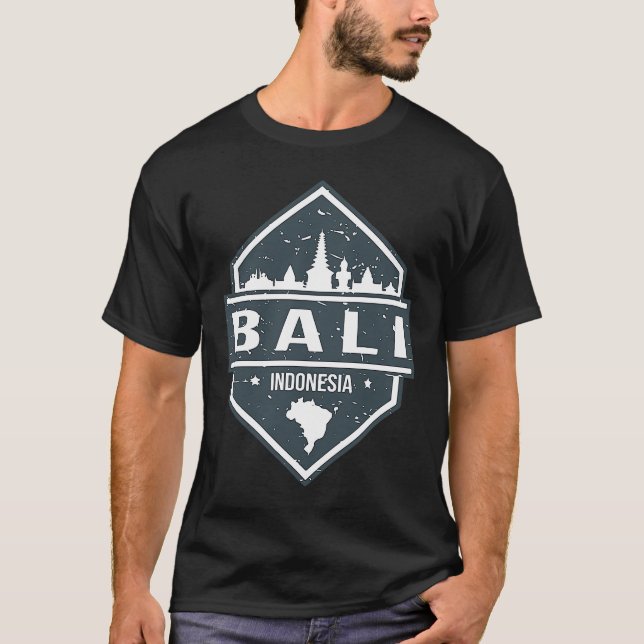 T-shirt Bali Indonesia With Bali Island And Silhoutte of C (Devant)