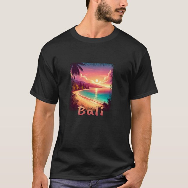 T-shirt Bali Indonésie Sunset Beach Couleurs orange (Devant)