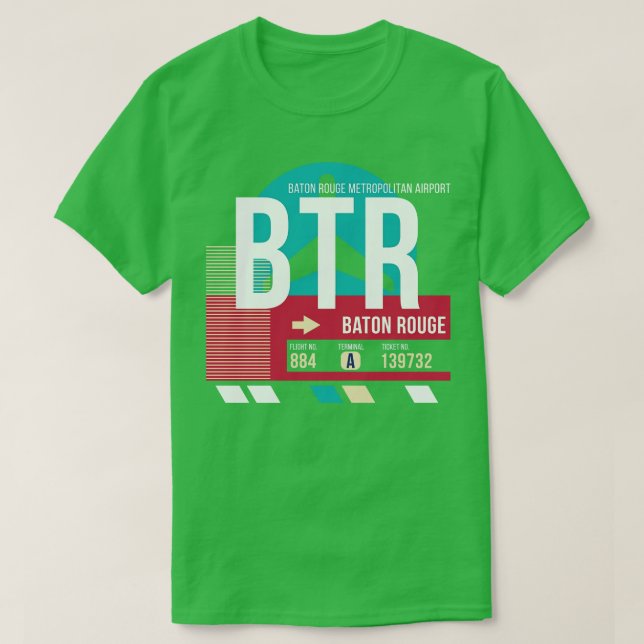 T-shirt Balise Bagage du code d'aéroport BTR Baton Rouge (Design devant)