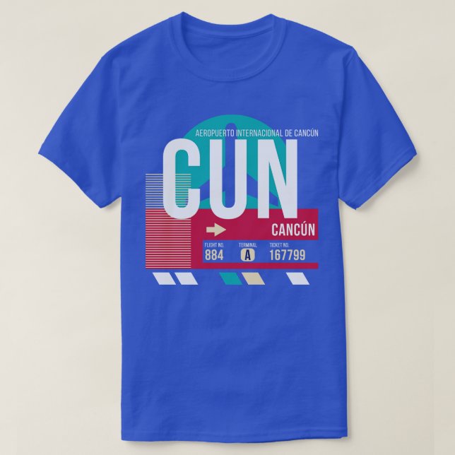 T-shirt Balise bagage du code de l'aéroport CUN de Cancun  (Design devant)