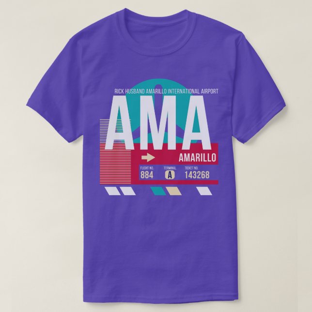 T-shirt Balise bagages Amarillo Texas AMA Airport Code (Design devant)