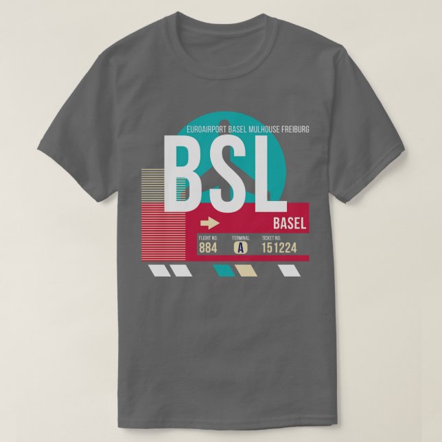 T-shirt Balise Bagages Code Aéroport Bâle Suisse BSL (Design devant)