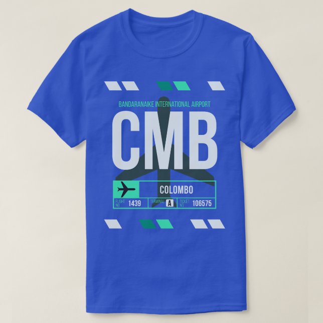 T-shirt Balise Bagages Code Aéroport CMB Colombo (Design devant)
