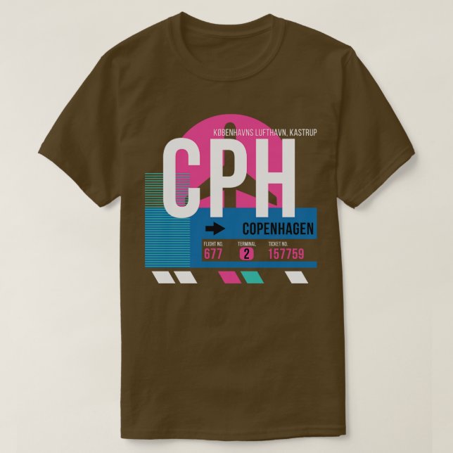 T-shirt Balise bagages Code aéroport CPH de Copenhague (Design devant)