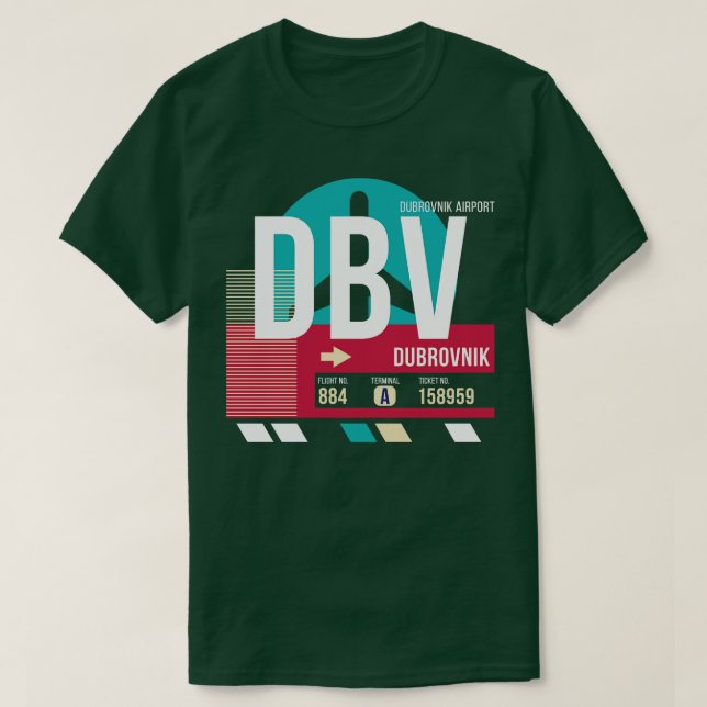 T-shirt Balise Bagages Code aéroport DBV de Dubrovnik Croa (Design devant)