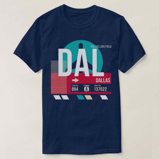 T-shirt Balise bagages Dallas Texas DAL Airport Code (Design devant)