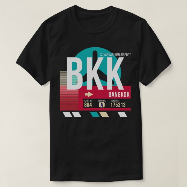 T-shirt Balise Bagages du code de l'aéroport BKK Bangkok T (Design devant)