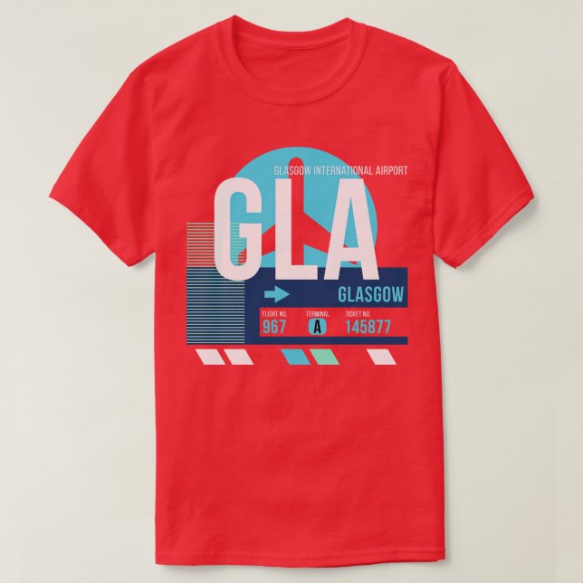 T-shirt Balise bagages Glasgow GLA Code aéroport (Design devant)