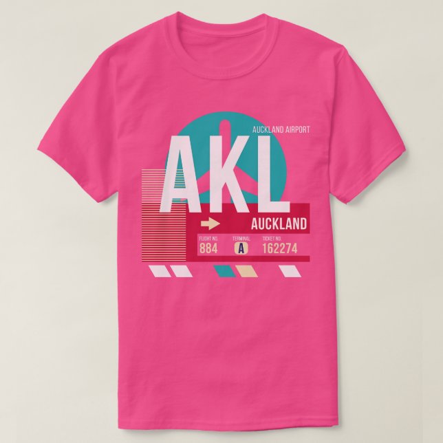 T-shirt Balise de bagage du code aéroport d'Auckland en No (Design devant)