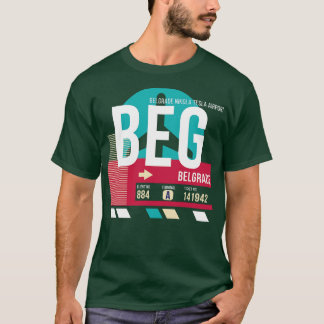 T-shirt Balise de bagage du code de l'aéroport BEG de Belg