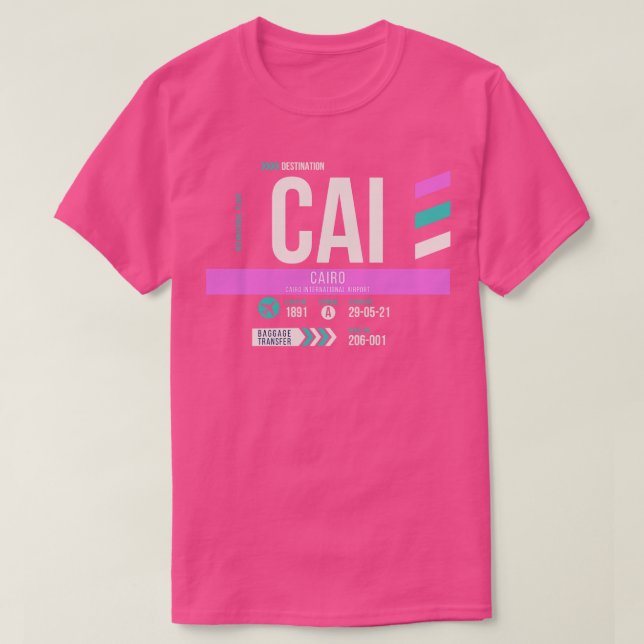 T-shirt Balise de bagage du code de l'aéroport CAI du Cair (Design devant)