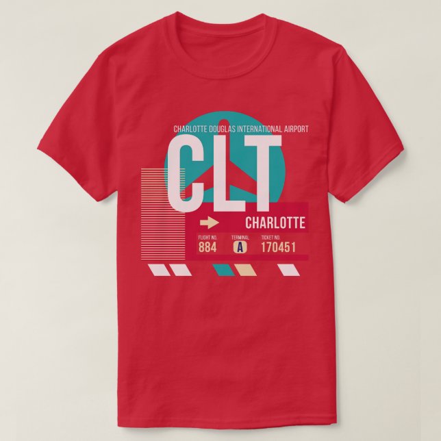 T-shirt Balise de bagage du code de l'aéroport CLT Charlot (Design devant)