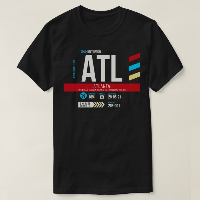 T-shirt Balise de bagage du code de l'aéroport d'Atlanta A (Design devant)