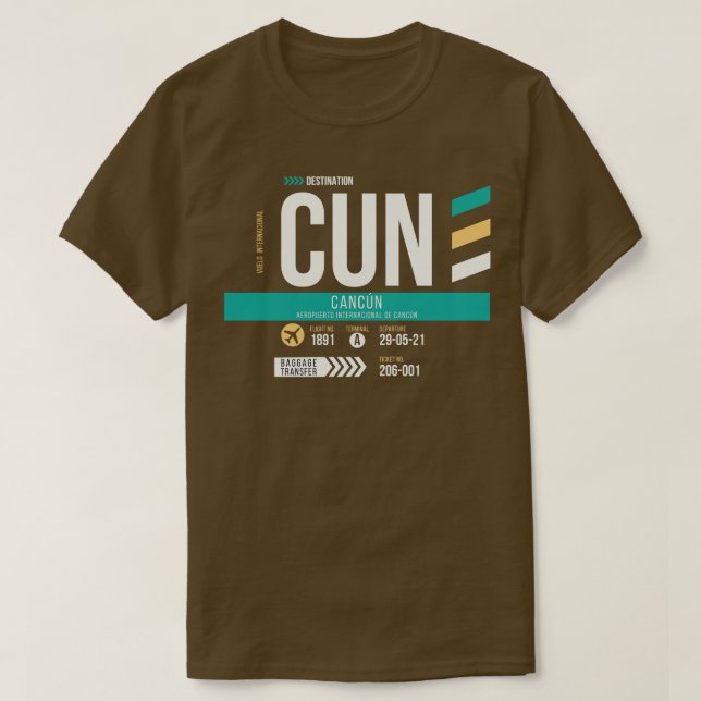 T-shirt Balise de bagage du code de l'aéroport de Cancun C (Design devant)