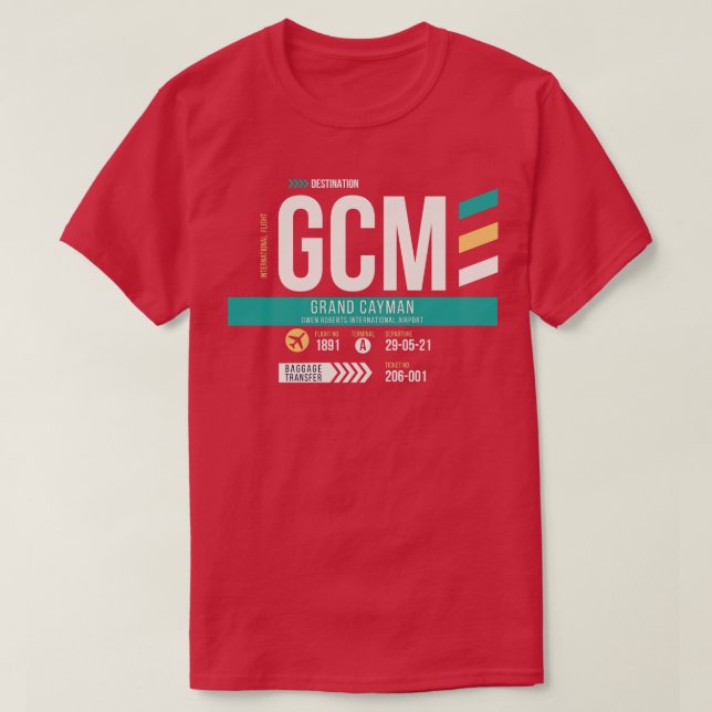 T-shirt Balise de bagage du code de l'aéroport de Grand Ca (Design devant)