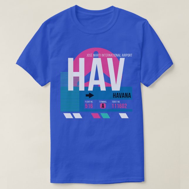 T-shirt Balise de bagage du code de l'aéroport Havana HAV (Design devant)