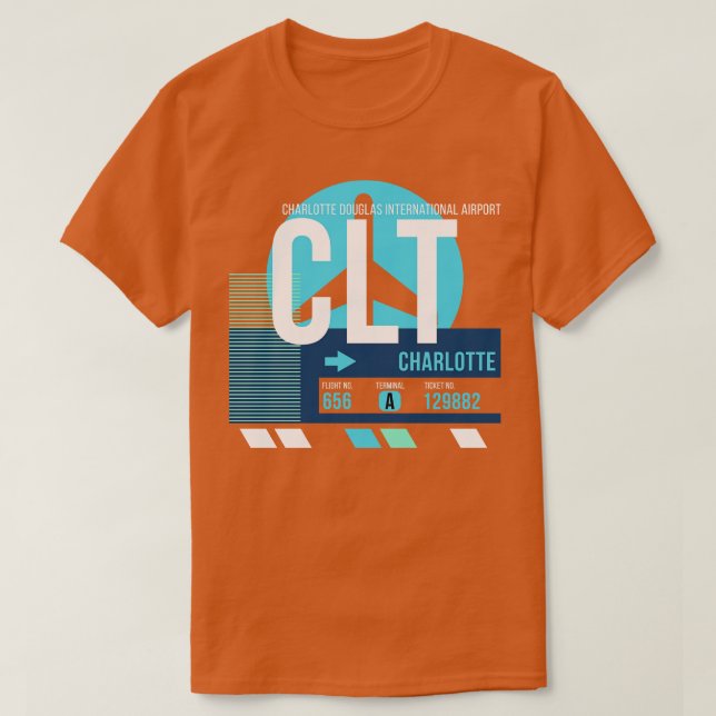 T-shirt Balise de bagages Charlotte CLT Airport Code (Design devant)