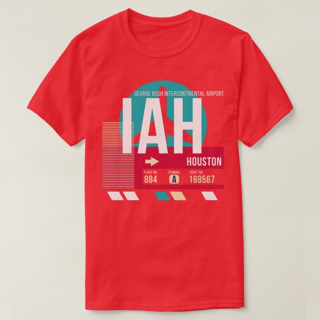 T-shirt Balise de bagages Houston Texas IAH Airport Code (Design devant)