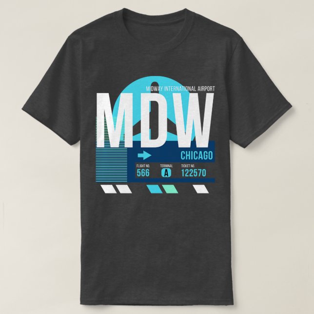 T-shirt Balise de bagages MDW de Chicago (Design devant)