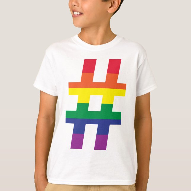 T-shirt Balise de hachage drapeau arc-en-ciel (Devant)