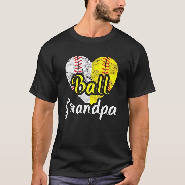 T-shirt Ball Grandpa Baseball Softball Sports Grand-père (Devant)