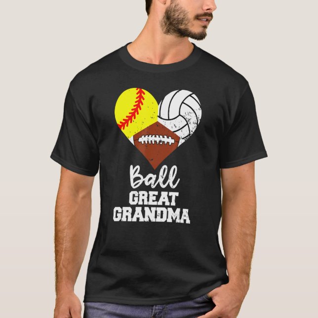 T-shirt Ball Great Grand Grand-mère Coeur Softball Volleyb (Devant)