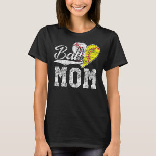 T-shirt Ball Maman Baseball Softball Heart Sport