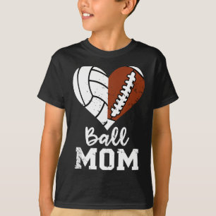 T-shirt Ball Maman Coeur Drôle Football Volleyball Maman