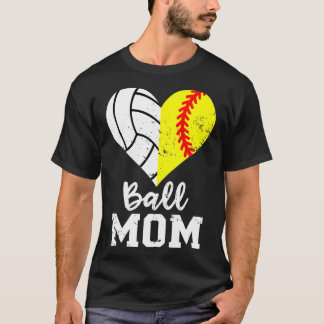 T-shirt Ball Maman Coeur Drôle Softball Volleyball Maman