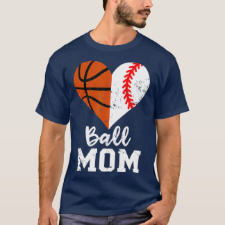 T-shirt Ball Maman Coeur Funny Baseball Basketball Maman