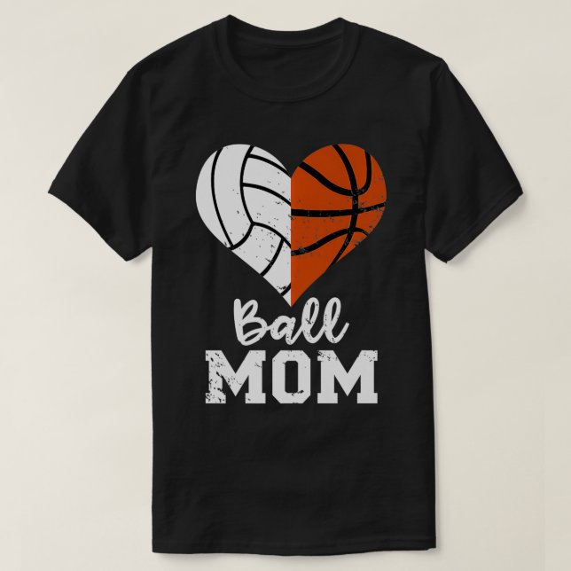 T-shirt Ball Maman Coeur Funny Volleyball Basketball Maman (Design devant)