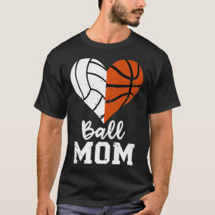 T-shirt Ball Maman Coeur Funny Volleyball Basketball Maman
