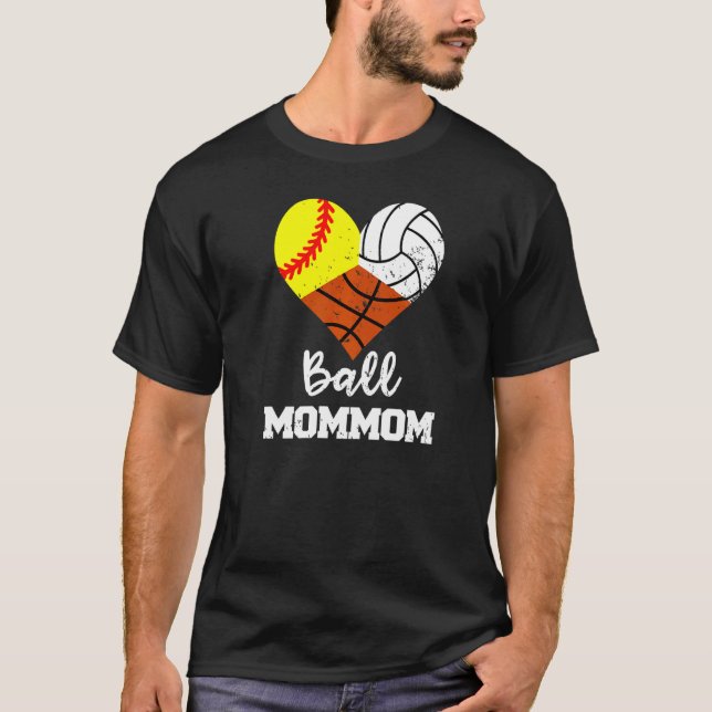 T-shirt Ball maman coeur softball Volley-ball Basketball M (Devant)