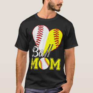 T-shirt Ball Maman Heart Baseball Softball Mama Femmes Mèr