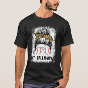 T-shirt Ball Mamaw Life Messy Bun Empreinte de léopard Sof