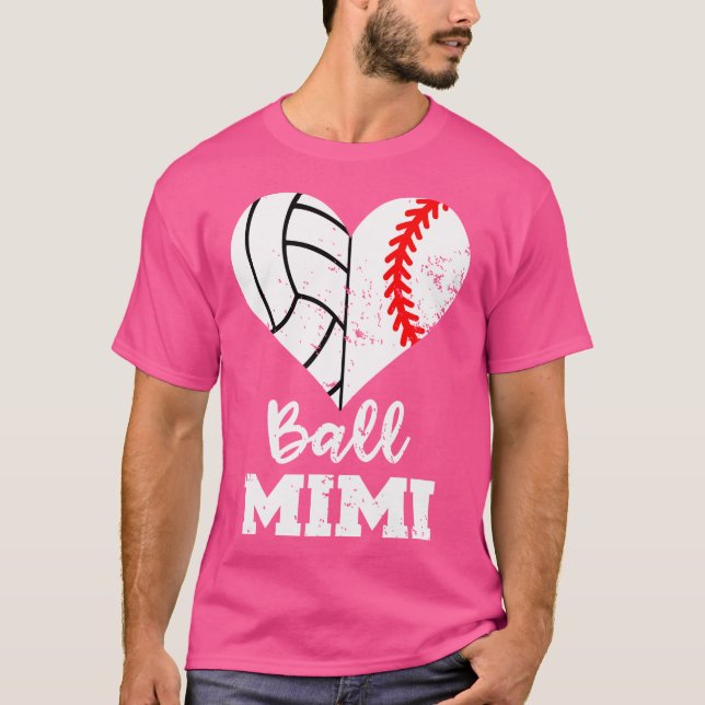 T-shirt Ball Mimi Funny Baseball Volleyball Coeur (Devant)