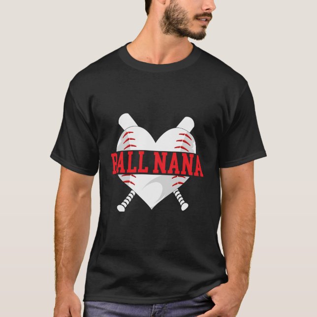 T-shirt Ball Nana Heart Baseball Nana D'Un Joueur De Baseb (Devant)