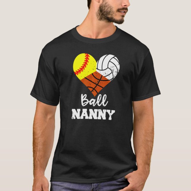 T-shirt Ball Nanny Heart Softball Volleyball Basketball N (Devant)