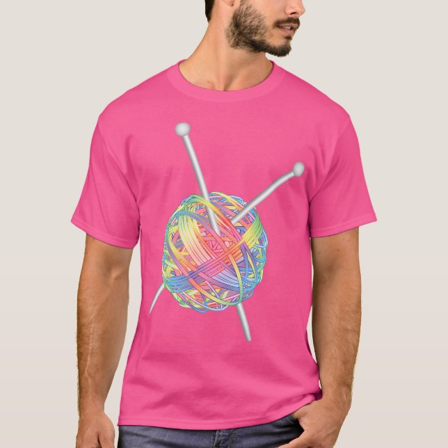 T-shirt Ball Of Wool With Rainbow Knitting Needles (Devant)