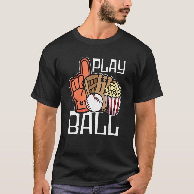 T-shirt Ball Play Baseball Gloves Baseball Player Baseball (Devant)