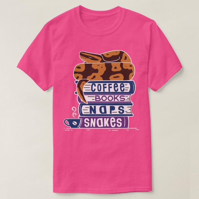 T-shirt Ball Python Café Livres Naps Snakes (Design devant)