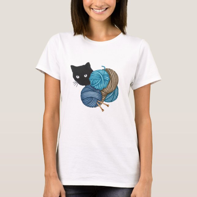 T-shirt balle de chat noir (Devant)