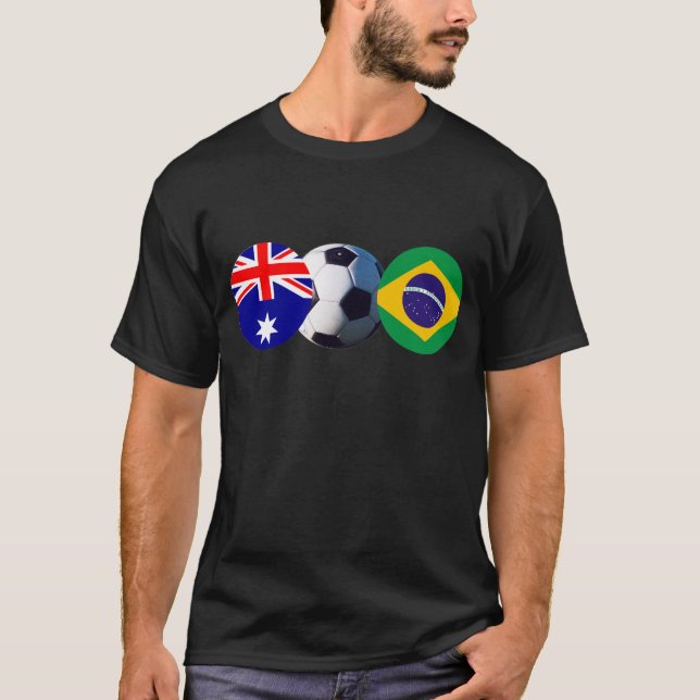 T-shirt Balle de football Australie & Brésil Drapeau Le MU (Devant)