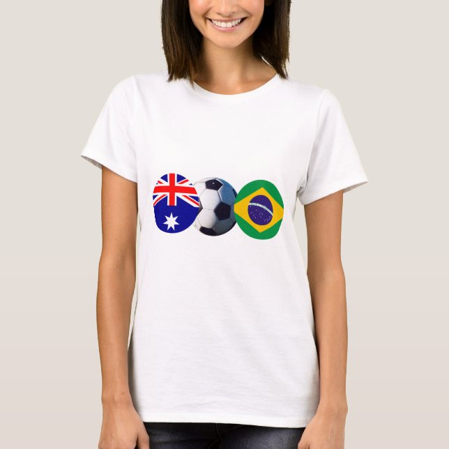 T-shirt Balle de football Australie & Brésil Drapeau Le MU (Devant)